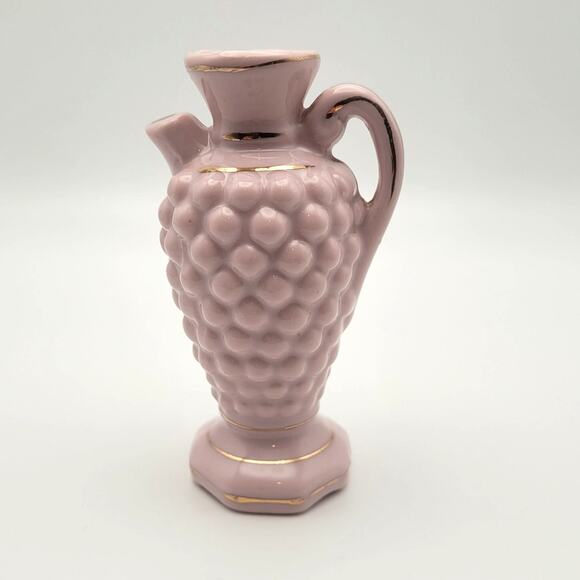 Vintage Pink Gold Toned Hobnail Miniature Vase Urn with Handle Made in Japan - Picture 1 of 8